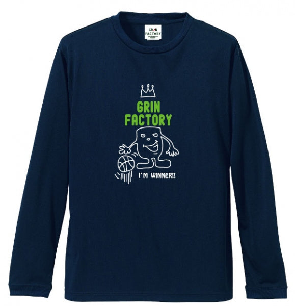 バスケTシャツ 長袖「GRIN君」吸水速乾 ポリエステル100%