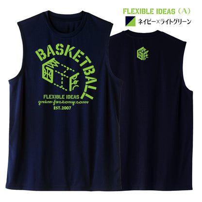 Basketball Saying Sleeveless Shirt "FLEXIBLE IDEAS" (Type B) Moisture-wicking, quick-drying, 100% polyester
