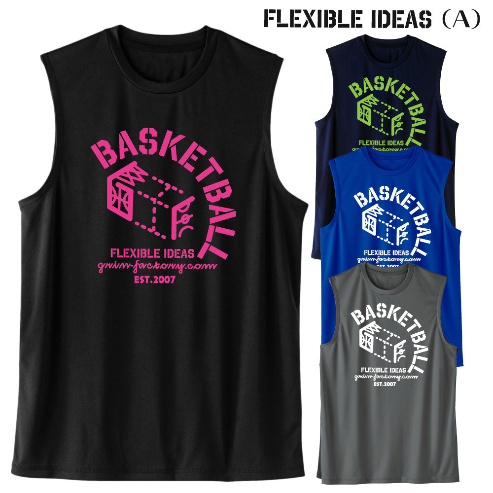 Basketball Saying Sleeveless Shirt "FLEXIBLE IDEAS" (Type B) Moisture-wicking, quick-drying, 100% polyester