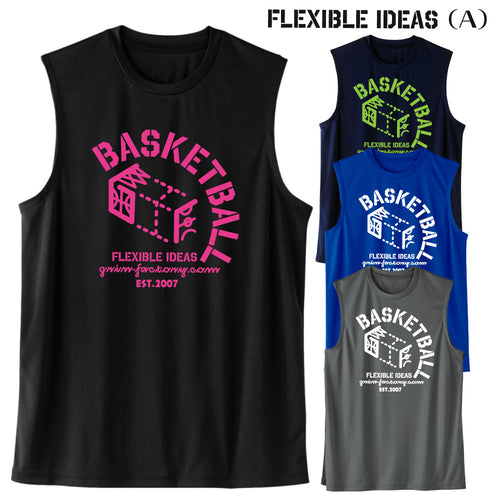 Basketball Saying Sleeveless Shirt "FLEXIBLE IDEAS" (Type B) Moisture-wicking, quick-drying, 100% polyester