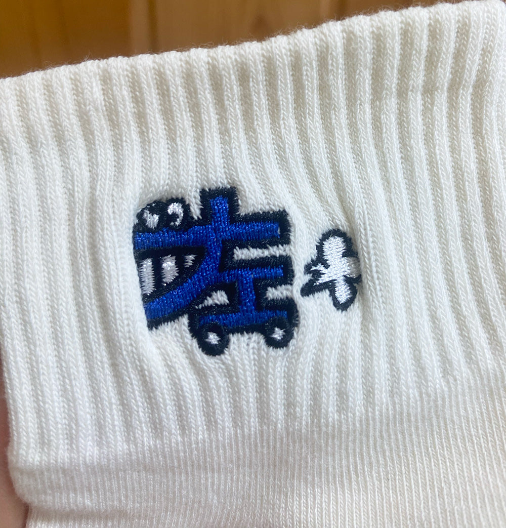 【MTT値】ふっつーの面白刺繍ソックス「左右ワニカー」（薄手）