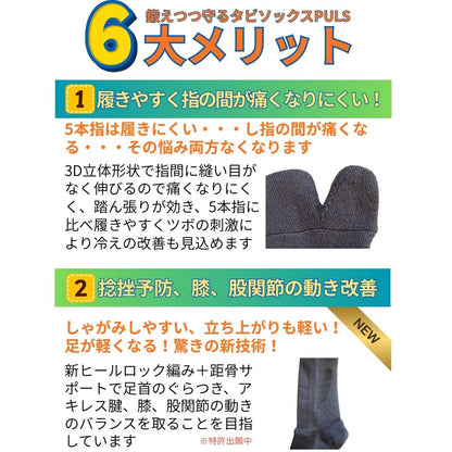 【入荷次第出荷】鍛えつつ守るタビソックスPULS ハイソックス 足袋型 日本製