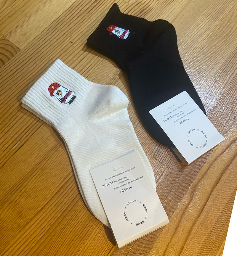 【MTT値】ふっつーの面白刺繍ソックス「Pトリ」2枚組（薄手）