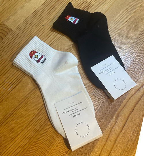 【MTT値】ふっつーの面白刺繍ソックス「Pトリ」2枚組（薄手）