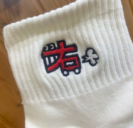 【MTT値】ふっつーの面白刺繍ソックス「左右ワニカー」（薄手）